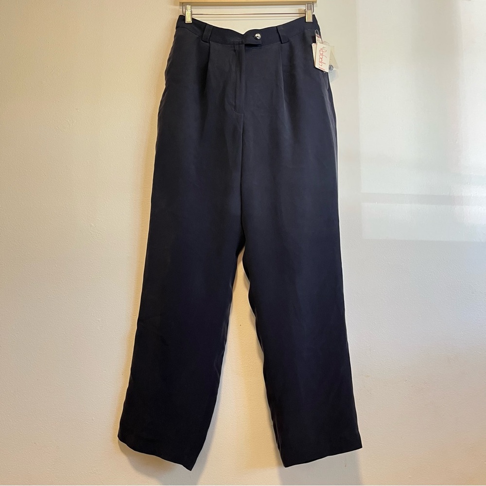NWT Vintage Rafaella Petites 100% Silk Pants Lined Partial Elastic Waist Size 12